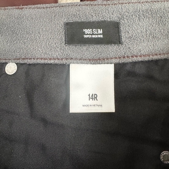 EXPRESS 90s S Slim Super High-Rise Vegan Leather Pants 14R MAROON/BURGANDY/BROWN - Picture 3 of 11